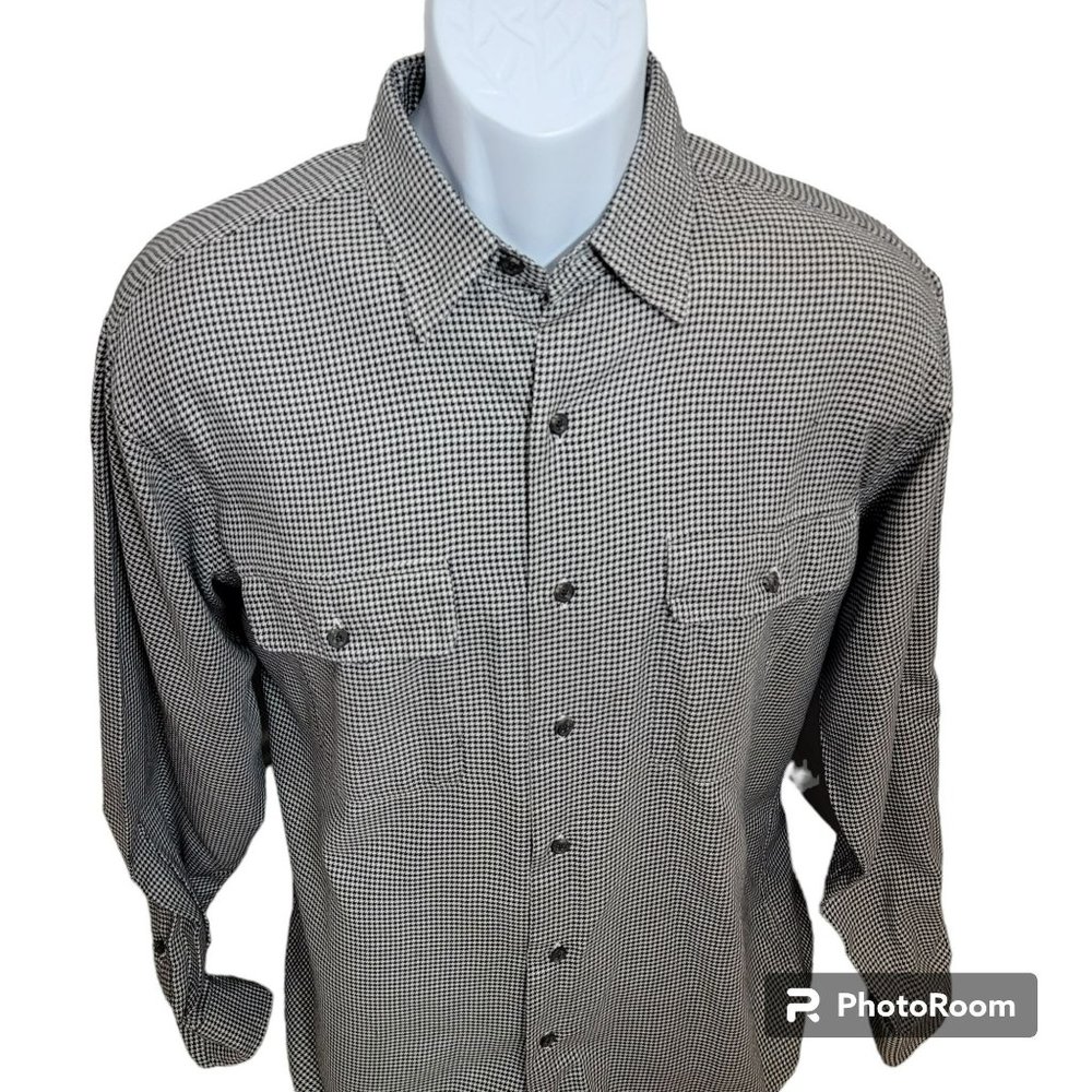 Polo Golf by Ralph Lauren Shirt, Men M, Black & White Herringbone, Collared, EUC